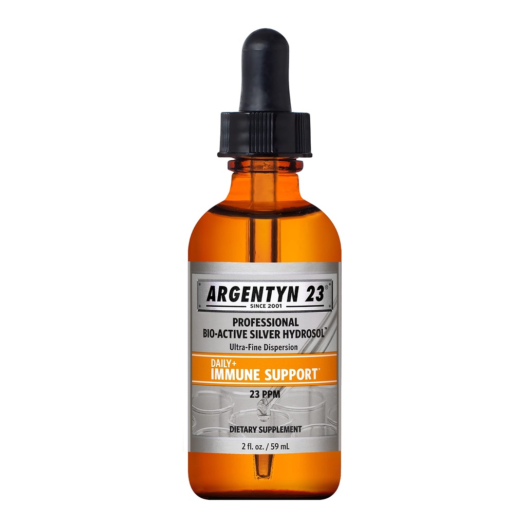 Argentyn 23 Professional Immune Support - Colloidal Silver, Bio- Active Silver Hydrosol, 23 plum, Cair Dropper, 2 Fl Oz (59 mL)