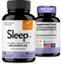 Sandhu 's Sleep 60 Capsules -Non- Habit Forming 5-in-1 Sleep Aid Suplemen dengan Melonatin, Magnesium, GABA, L- Theanine & 5- HTP
