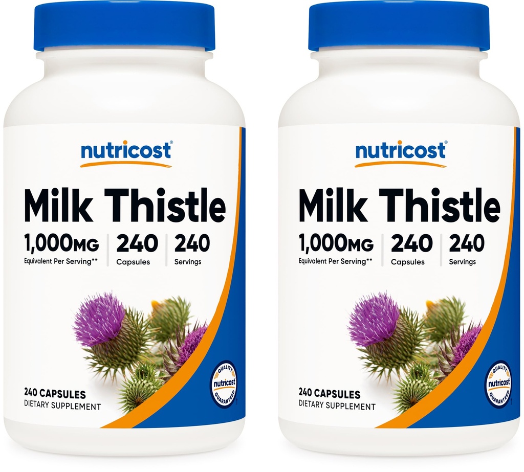 Nutricost Milk Thistle 1.000mg Equalent, 240 Capsules (2 Pack) - 250mg dari 4: 1 Ekstraksi - Vegan, Non- GMO dan Gluten Bebas