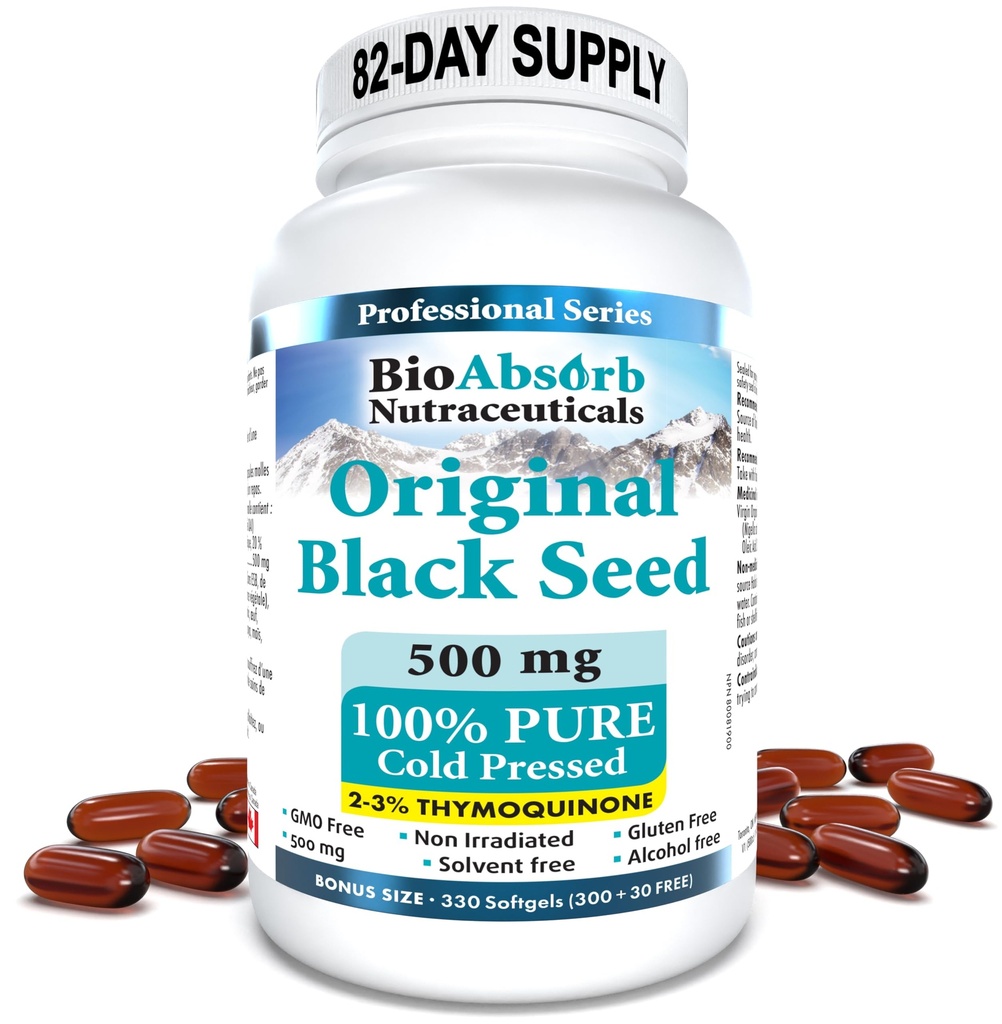 Bio Absorb Black Seed Oil Kapsul, 82- Day Supply, Cold Menekan Hitam Cumin Oil (Nigella Sativa) (330 softgel, 500mg)