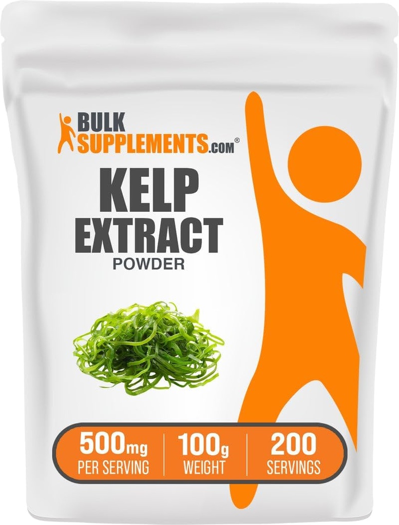 BulkSuplements.com Kelp Extract Powder - Kelp Suplement, Brown Seaweed Extract, Seaweed Powder - Gluten Free, 500mg per Serving, 100g (3.5 oz) (Paket 1)