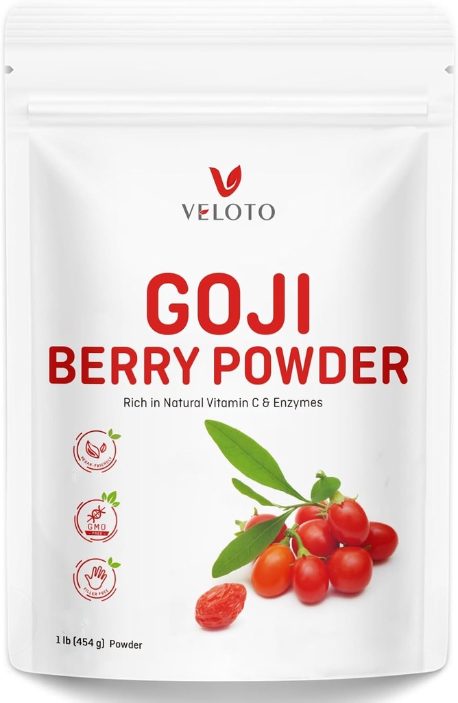 Goji Berry Powder, Wolfberry Extract 10: 1 Pause Goji Berry Herbal Murni untuk Kesehatan Mata, Vitamin C Antioksidant Alam, GMO-None, Bebas, Sulfate Free, 1lb (16Oz)