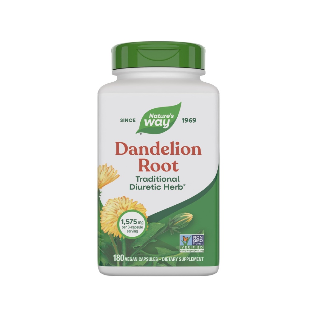 Nature 's Way Dandelion Root, Tradisional Diuretic Herb *, Tradisional Digunakan untuk Upset Digetical Soothe *, Vegan, 180 Capsules (Packing May Vary)