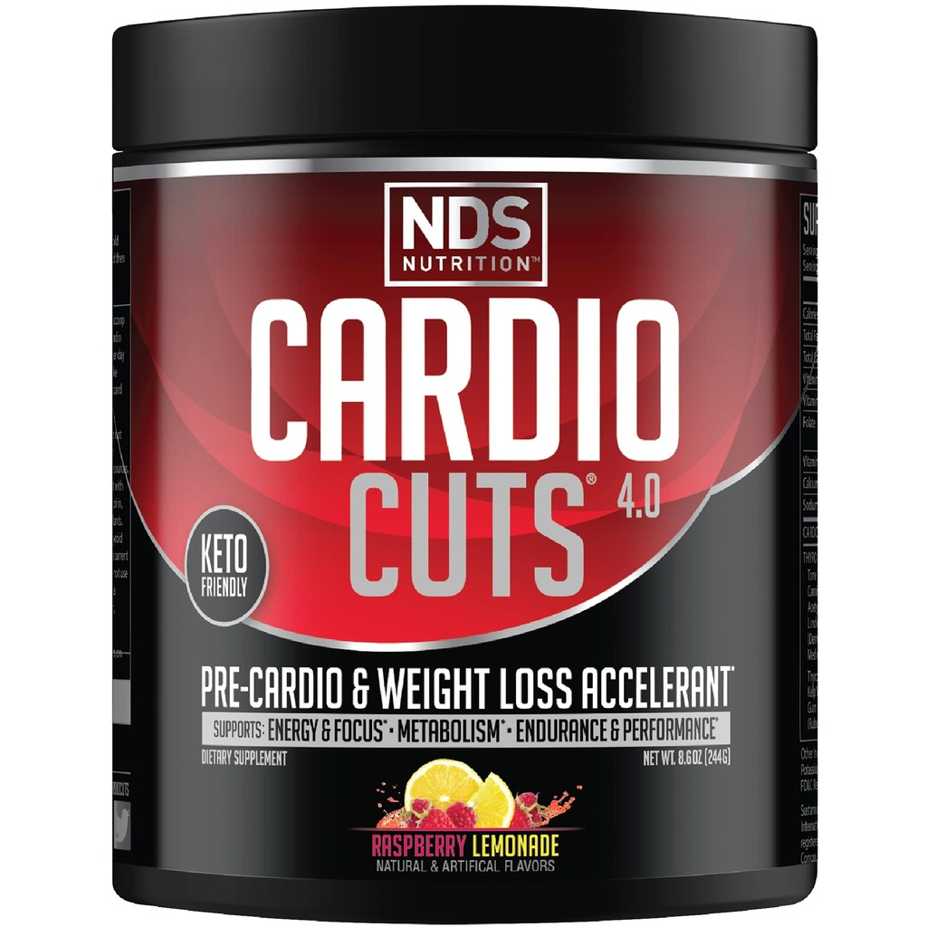 NDS Nutrition 4.0 Pre Workout Supplement - Advanced Weight Loses and Pre Cardio Formula with L- Carnitine, CLA, MCTS, L- Glutamine, and Safflower Oil - Razz Lemonade (40 Pelayan)