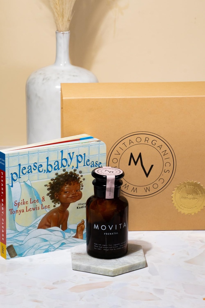 Movita Prenatal Gift Set dengan Prenatal Vitamin Bottle dan "Please, Baby, Please" Book, for Healthy Mom and Baby - Selama Pregnancy & Breastfeed - Ferwered Whole Foods, Vitamin