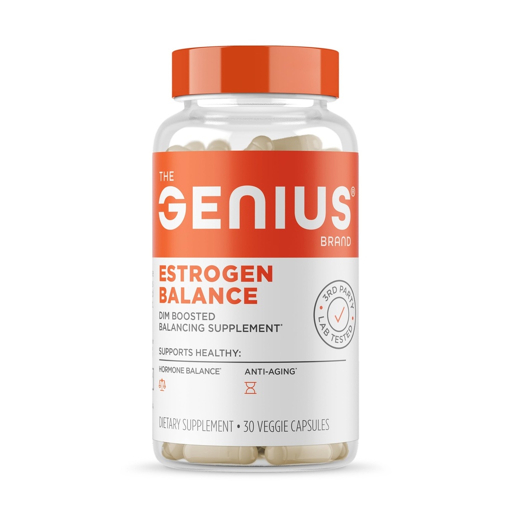 Keseimbangan Estrogen jenius, Suplemen Dim - Blocker untuk Pria & Perempuan - Hormones, Hormonal Acne & Menopause - Aromatas Inhibitor dengan Ekstrak Benih Grape & BioPerine - 30 Kapsul