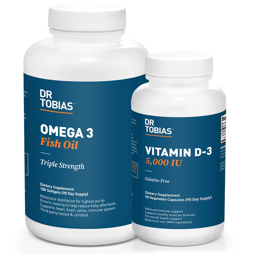 Dr. Tobias Omega 3 Fish Oil dan Vitamin D- 3 Promotes Overall Health - 3 Pasokan Bulan