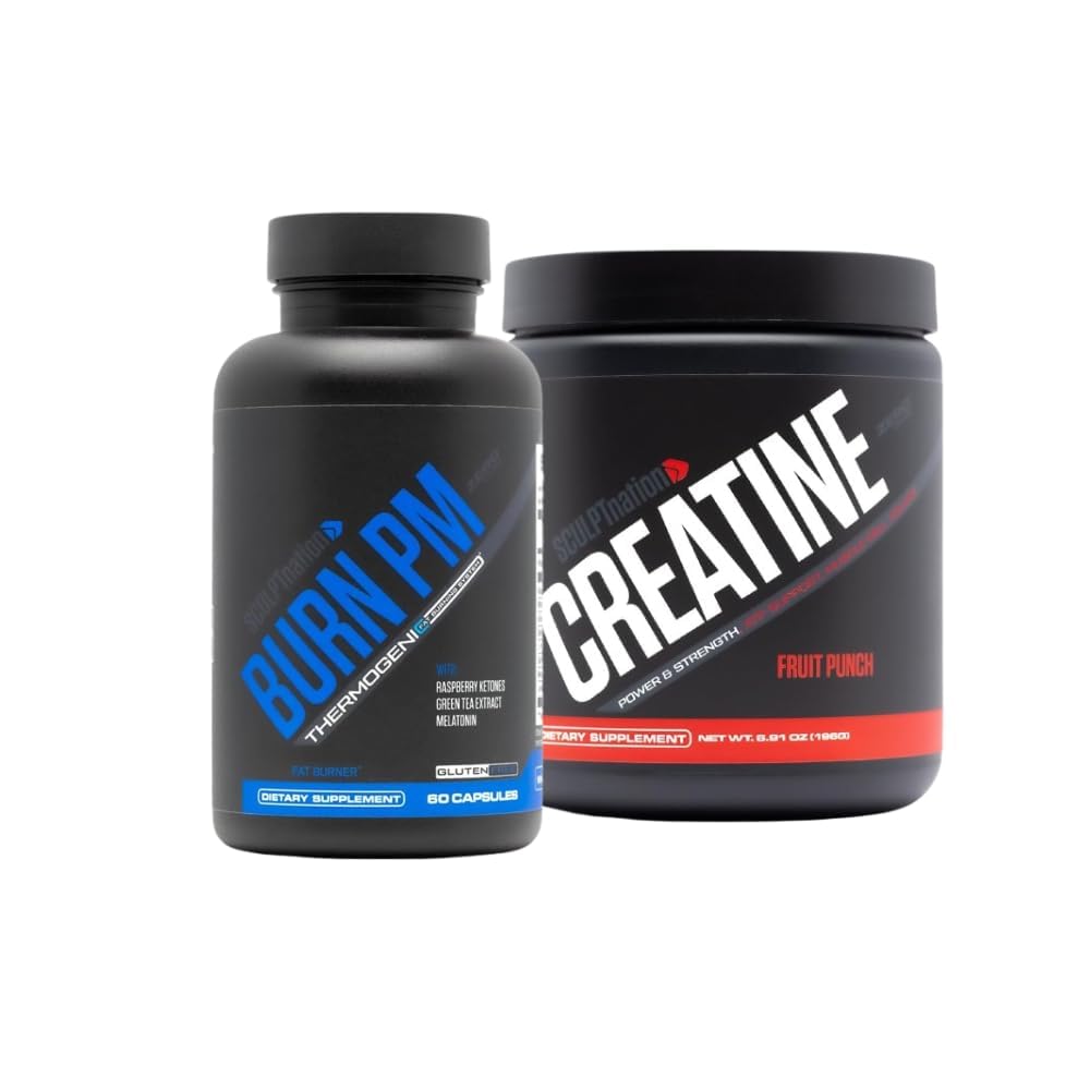 Skulpt Nation by V Shred Burn PM and Premium Creatine Fruit Punch Powder