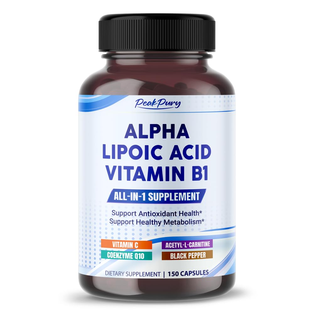 Alpha Lipoic Acid with Vitamin B1 - Supports Antioxidant Health & Heally Metabolism - includes Vitamin C, Acetyl- L- Carnitine, CoQ10 - Made in The USA- 150 Capsules