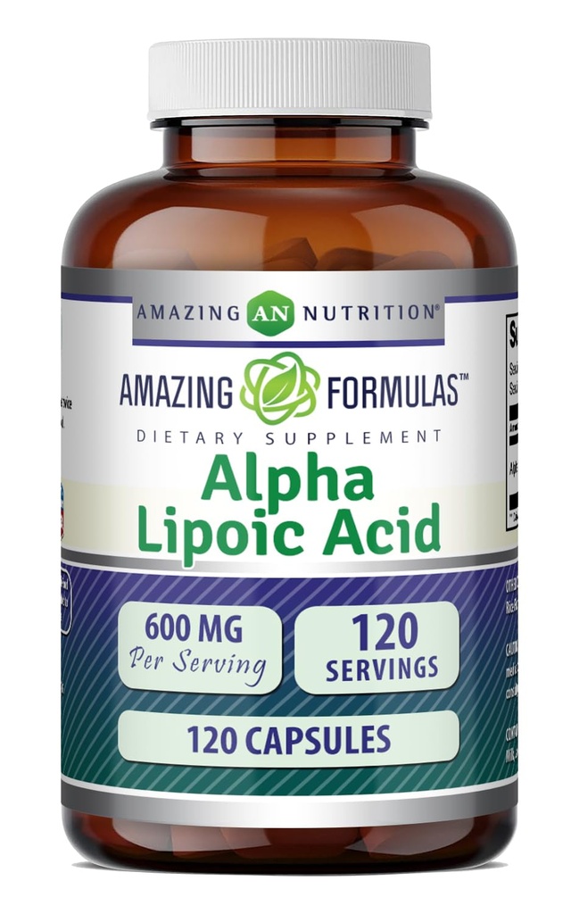 Amazing Formula Alpha Lipoic Acid 124; 600 Mg Per Serving Suplement 12.4; Capsules 14; Non-GMO 124; Gluten Free 124; Dibuat di USA (Unflafeed)