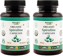 USDA Organic Spirulina Kapsul - 100% Suplemen Vegan Murni, Non- GMO, Gluten- Free, Chemical - Free (240)