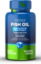 ORZAX Omega 3 Minyak Ikan 1200 mg - EPA DHA Omega 3 Suplemen - Promoses Heart, Eye, Gabungan, Nerve, Imune, Otak dan Kesehatan Darah - Burpless & Lemon Flavored - Non-GMO - 120 Softgels - Tambahan 60 Hari