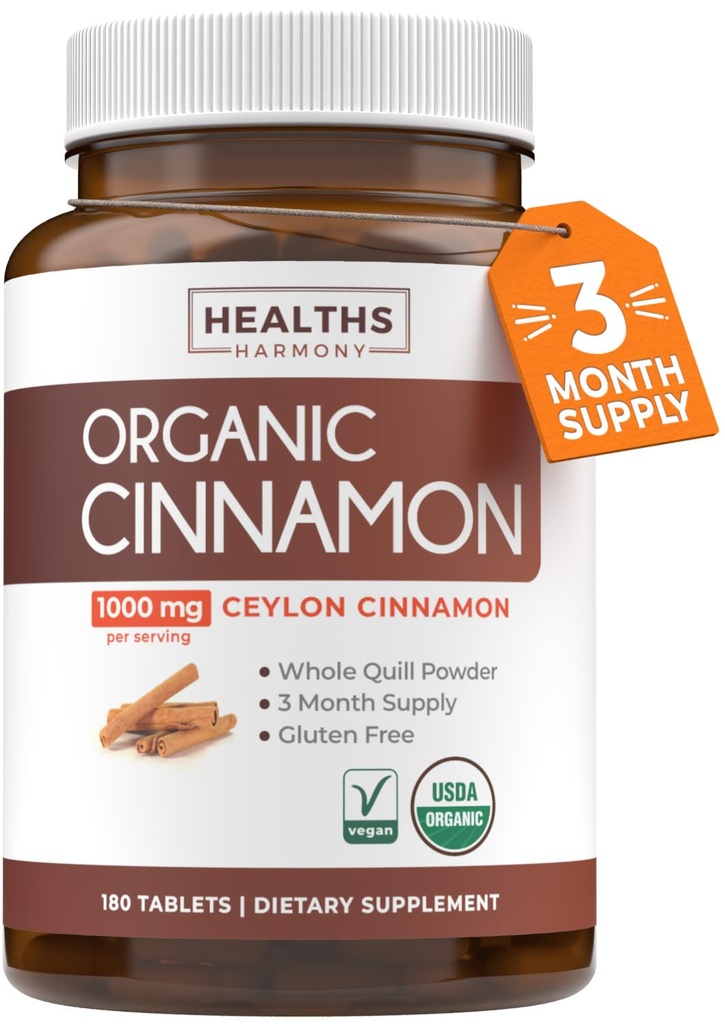 USDA Organic Ceylon Polls - High Potylon Cinnamon Tambahan dengan 10000 mg per Serving untuk Dukungan Antioksidant Tubuh Penuh - Vegan Non-GMO cGMP Dibuat & Lab Diverifikasi (3 Bulan Mendukung)