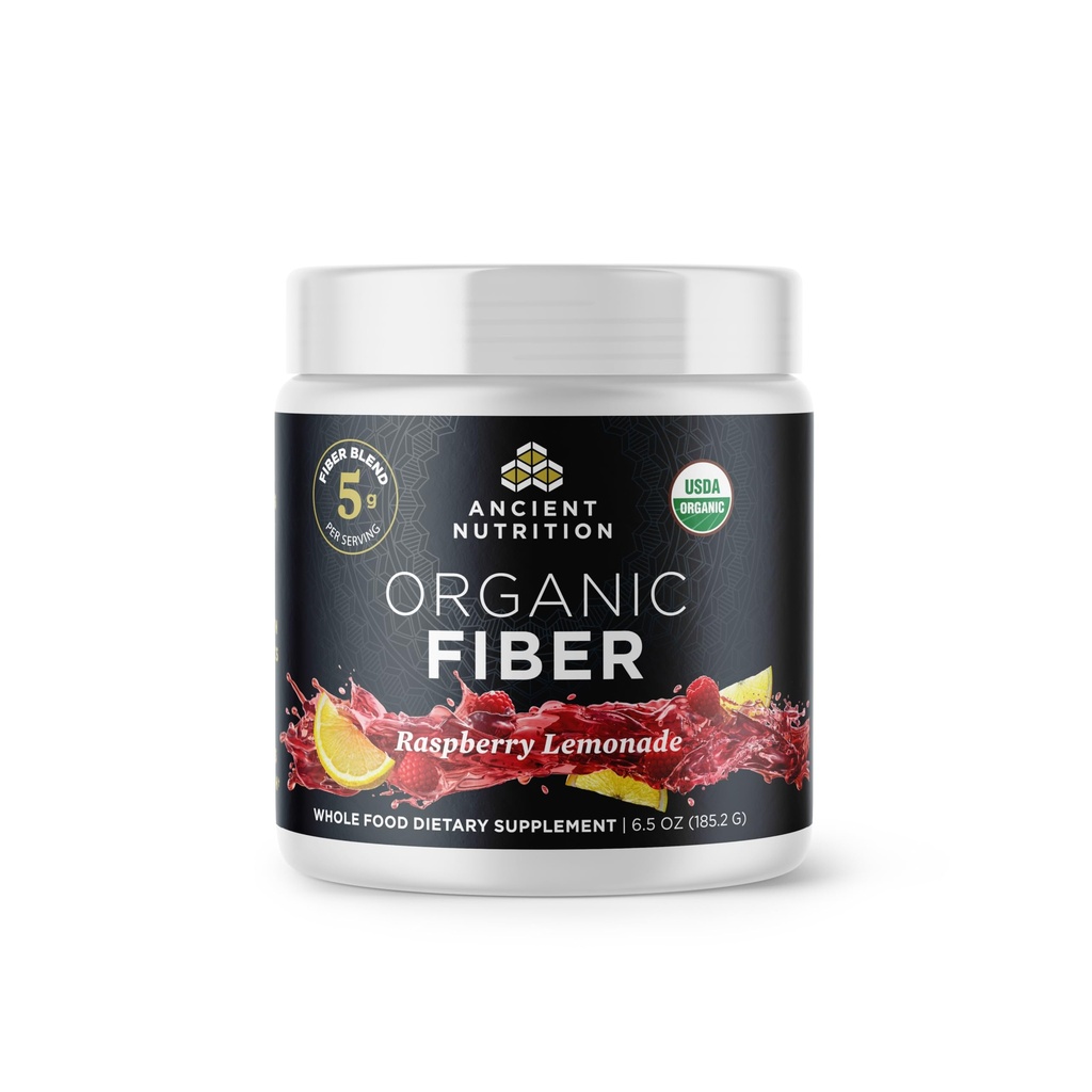 Nutrition Ancient Organic Fiber Powder, Raspberry Lemonade, Soluble Fiber from Acacia & Konjac Root, Support Digetical Health, Reduces Bloating, 6.5 oz