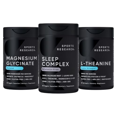 Penelitian Olahraga Kekuatan Ganda L- Theanine Tambahan Softgels untuk Fokus & Relaxation, Magnesium Glycinate untuk Reserve Sleep & Enzimatic Processes + Slex Melentinn-Free Vegan Capsules