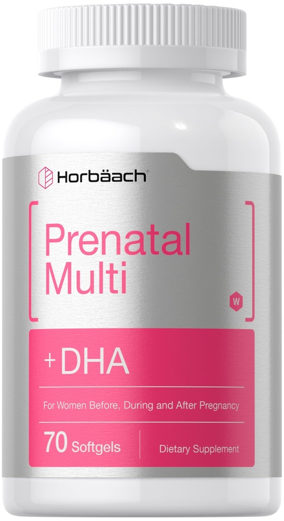 Horbach Women 's Prenatal Multivitamin dengan DHA, Iron and Folic Acid 124; 70 Softgels 124; Non-GMO & Gluten Free