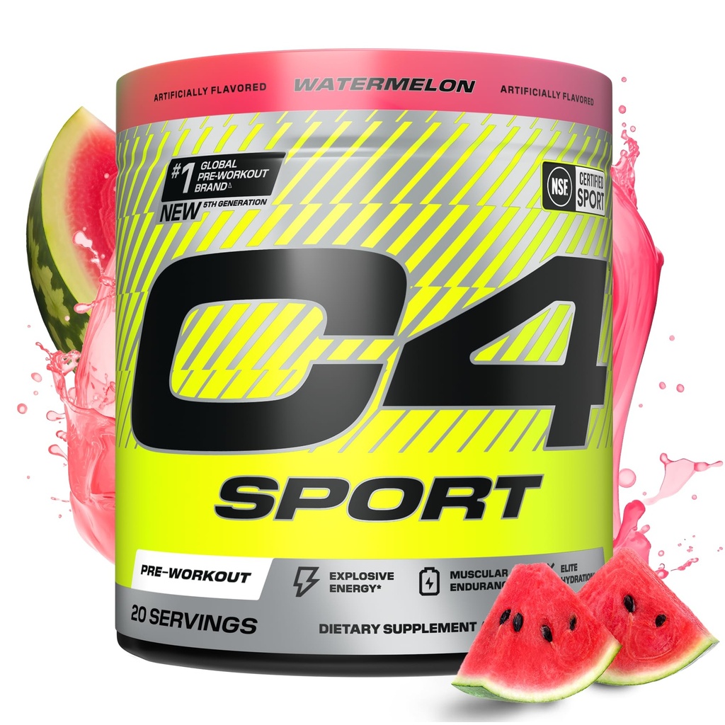 Selucu C4 Sport Pra Workout Powder - NSF Bersertifikat untuk Sport - Hidration - Kafein 200 mg + Creatine + Beta- Alanine - Electrolites dan Suplemen Energi - Semangka, 20 Hamba