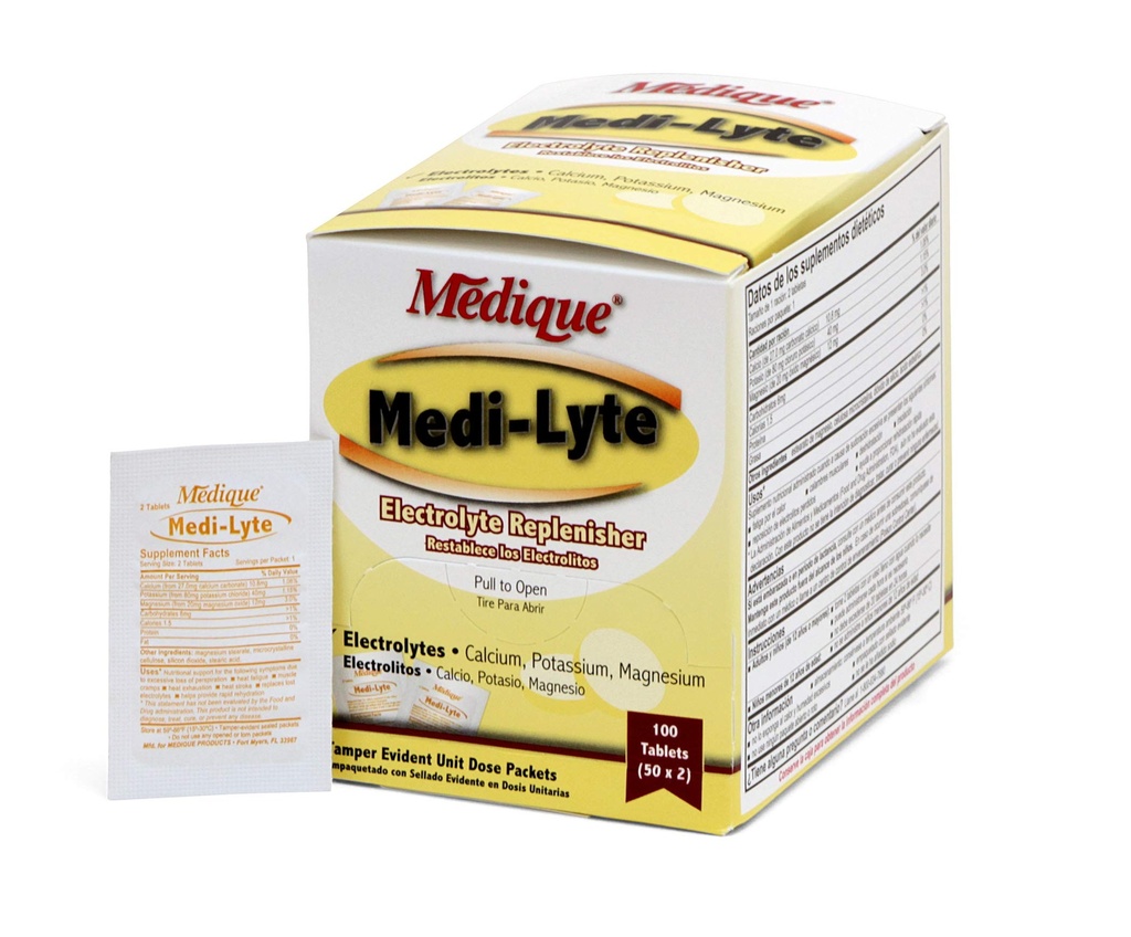 Medique 03033 Medi- Lyte Electrolite Tablets w / Potasium Chloride for Cramps, 100- Tablets