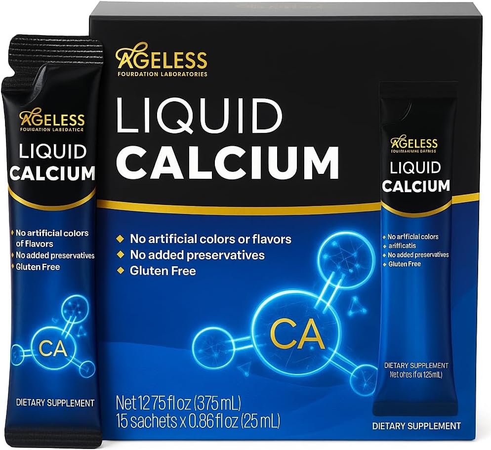 Suplemen Calicium Berusia untuk Perempuan & Pria dengan Ekstrak Ikan Laut dan Vitamin D8 - Tinggi Absorpsi Bone Suplemen, Natural Flavor, Gluten- Bebas - 25 ml (15 Cacah)