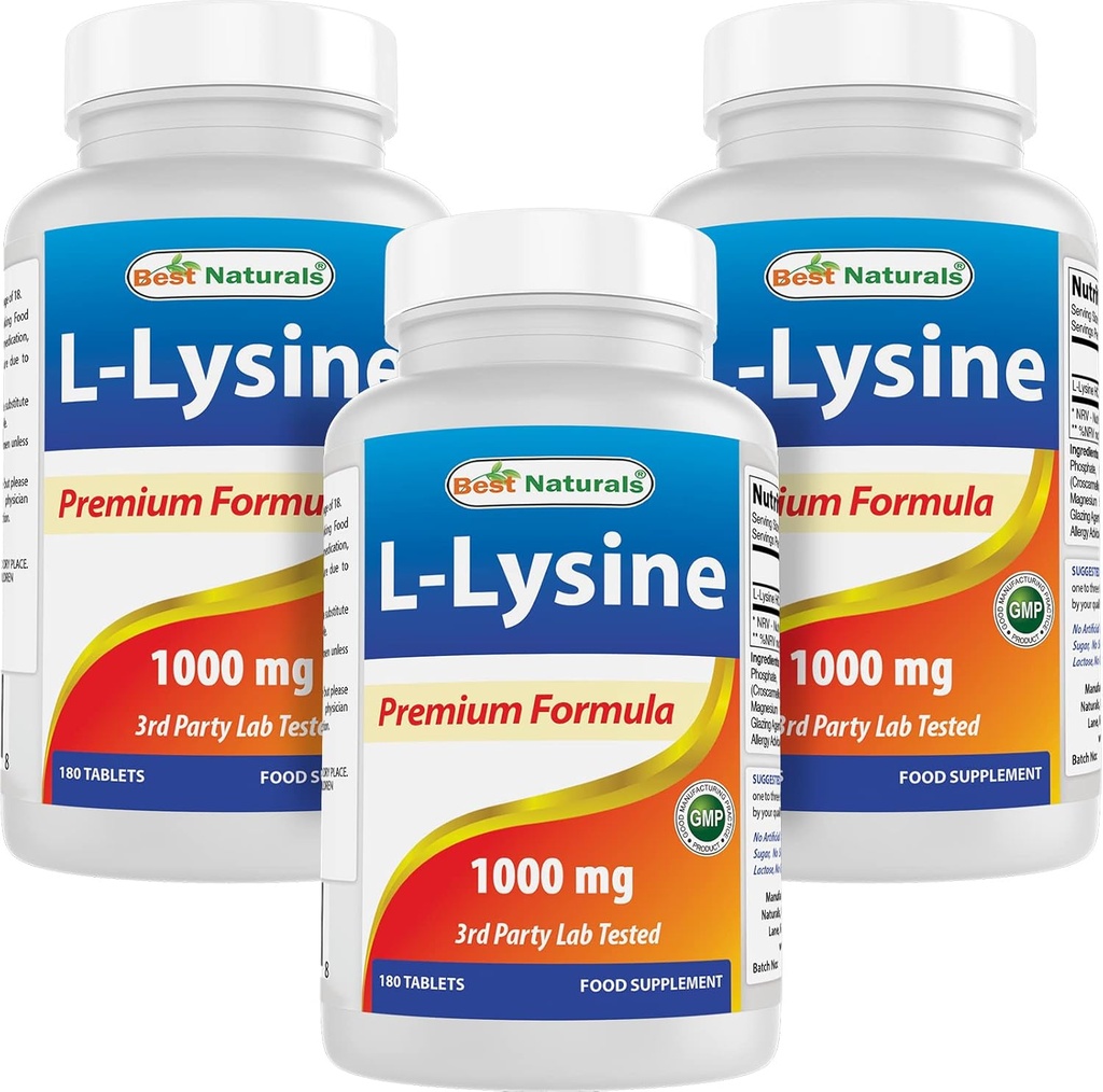 Terbaik L- Lysine 100mg 180 Tablet (180 Cacah 1)) (3 Botol)