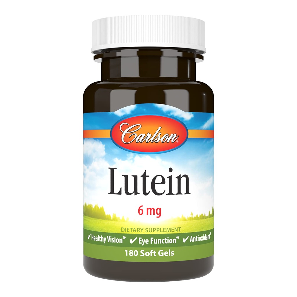 Carlson Lutein 6mg, Vision Support & Eye Health Suplement, Antioxidant Formula dengan Mcxanthin, 180 Softgels