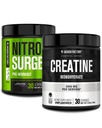 Jacked Factory NITROSURGE Pre Workout Supplement (Grape, 30 Servings) & Creatine Monohydrate Powder (Tak beraroma, 30 Pelayan)