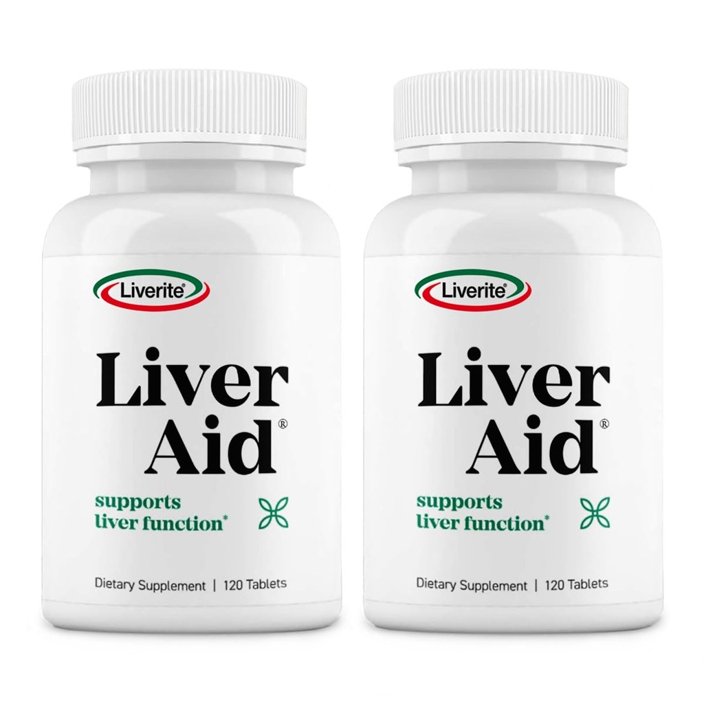 LIVERITE Liver Aid 2-Pack 120 Tablet (Total 240ct) Mendukung Fungsi Hati Sehat, Energi Fisik dan Vitalitas.