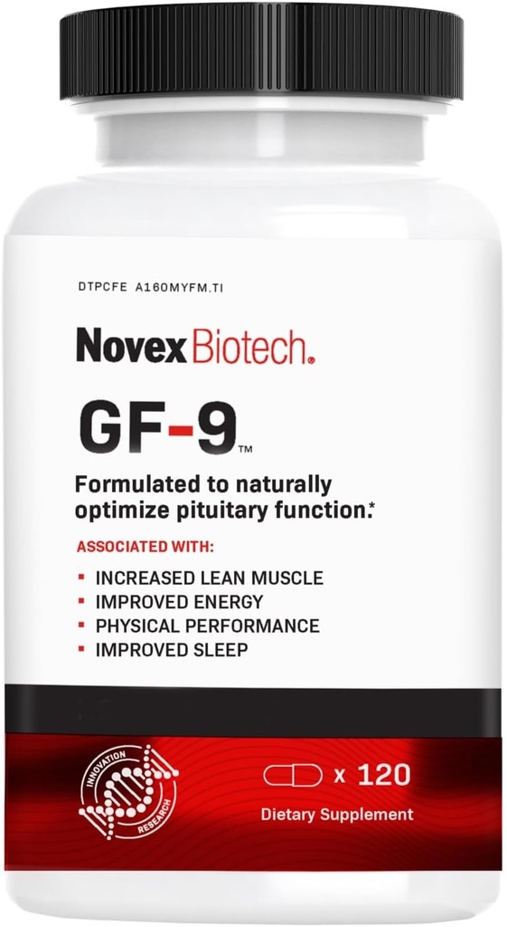 Novex Biotech GF-9 - HGH Boosting Suplemen untuk Pria - Kompleks Kerja untuk Pria - Dukungan Energi, Endurance, Tidur, 120 Ct (Persediaan 30 Hari)