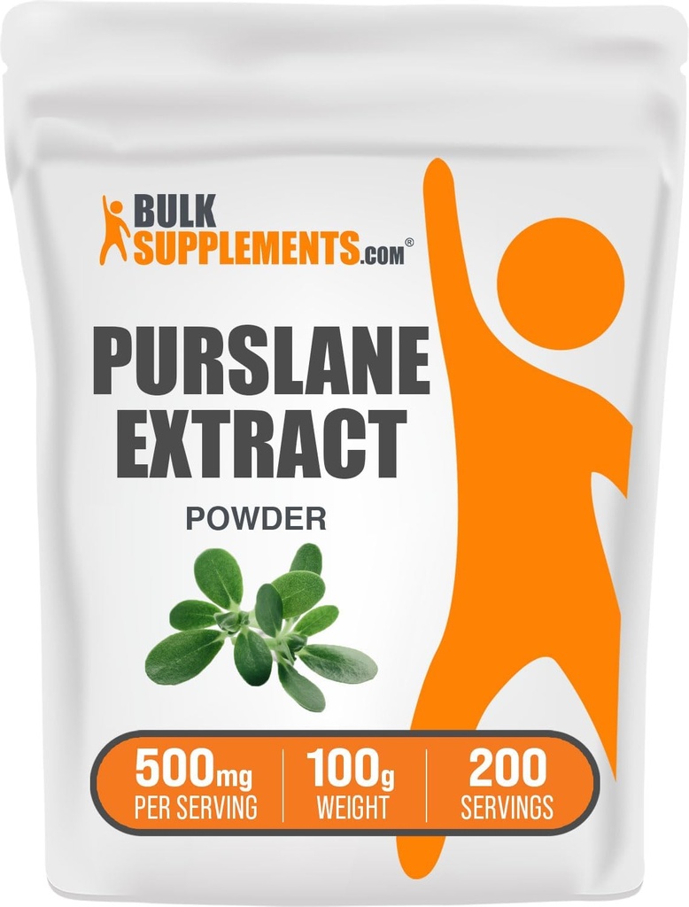 BulkSuplements.com Purslane Extract Powder - Gonzalaca Oleracea Extract, Purslane Suplemen - dari Purslane Herb, Gluten Bebas, 500mg per Serving, 100g (3.5 oz) (Paket 1)