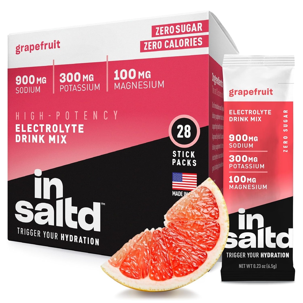 [InSALTD] Gula Free Electrolytes Powder Pawder Pawet dengan No Stevia Aftertaste 124; Hidration Potensi Tinggi 124; Keto Electrolite Minuman 124; Intermittent Pasting Minuman Mix 124; 28 Pack (Grapefruit)