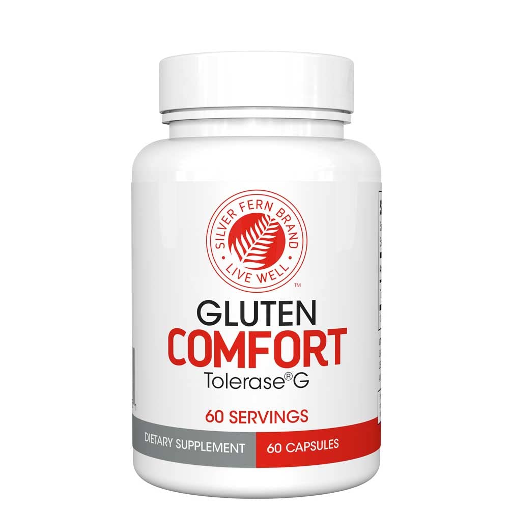 Komfort Fern Gluten Perak dengan Tolerase G - 1 Bottle - 1 Botol - 60 Kapsul - Enzyme Digeptical Dibuat Khusus untuk memecah dan Digest Gluten Protein