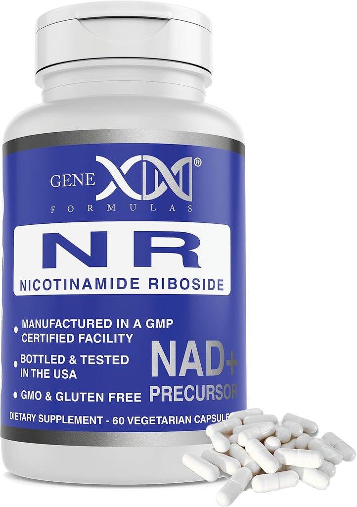 Genex Formulas NR Nicotinamide Riboside 300mg / Serving (60 Capsules) NAD + Precursor untuk Penuaan Heally - GMP- Sertifikasi, Non-GMO, Gluten- Free, Vegetarian (1 Pack)