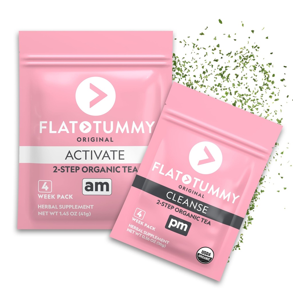 Flat Tummy Tea - 2- step, 4 Week Program - Detox Tea to Boost Energy & Reduce Bloating *