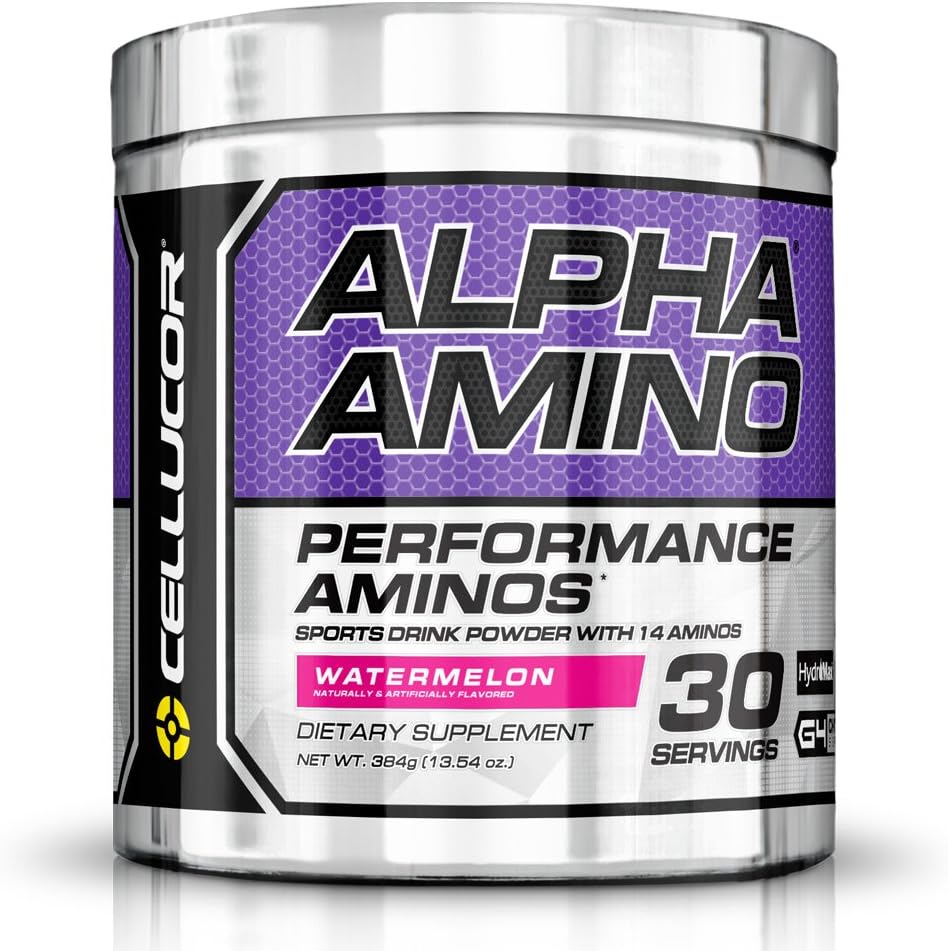 Cellucor Alpha Amino EAA & BCAA Powder 124; Branched Chain Esmino Acids + Electrolytes 124; Watermelon Pow4; 30 Servings