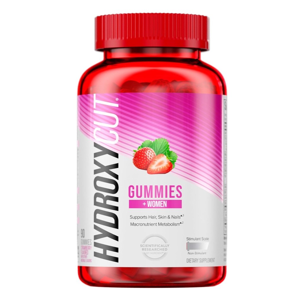 Hydroxycut Gummies + Women, Strawberry - 99% Caffeine Free - Supports Hair, Skin & Nails - Metabolize Carbs, Protein & Fats