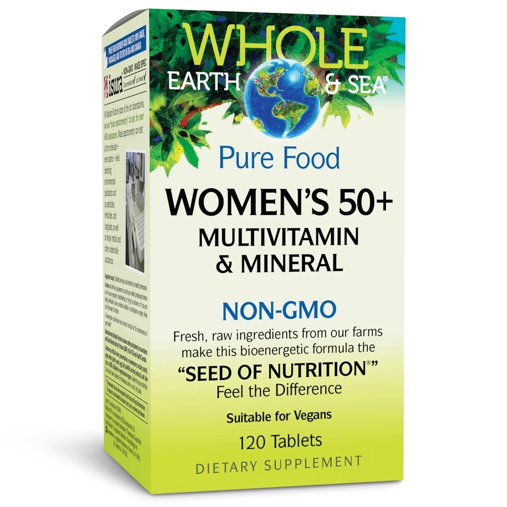 Faktor Natural Whole Earth & Sea Women 's 50 + Multivitamin & Mineral, 1 Serving Berisi Nutrition Sama dengan ½ lb dari Vegies, 120 Tablet