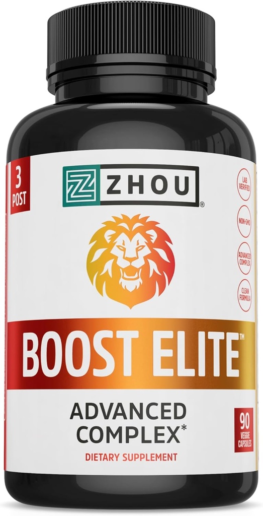 Zhou Boost Elite - Suplemen Energi, Pendukung Otot Alam Pil untuk Pria dengan Tribulus, Fenugreek, Ginseng, dan Maka - 90 Veggie Kapsul