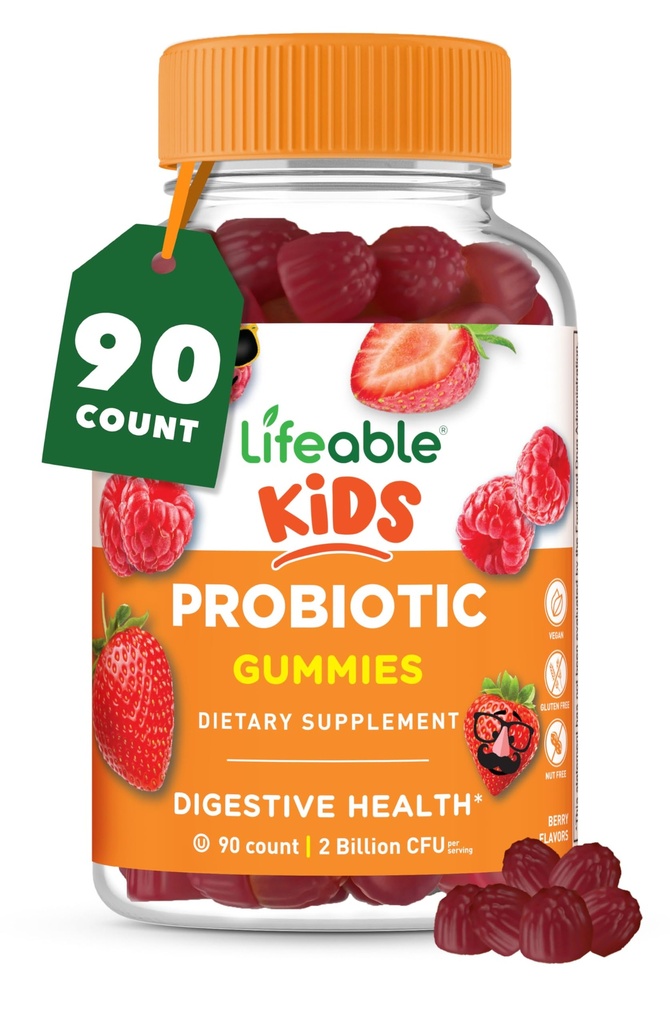 Anak-anak Promises Gummies 124; 2 Milyar CFU; Great Tasting Kids Probiotic Gummies 124; untuk Kesehatan Gut, Dukungan Digetical, dan Dukungan Imune 124; 90 Promitic Gummies untuk Anak dan Toddlers 124; Lifeable