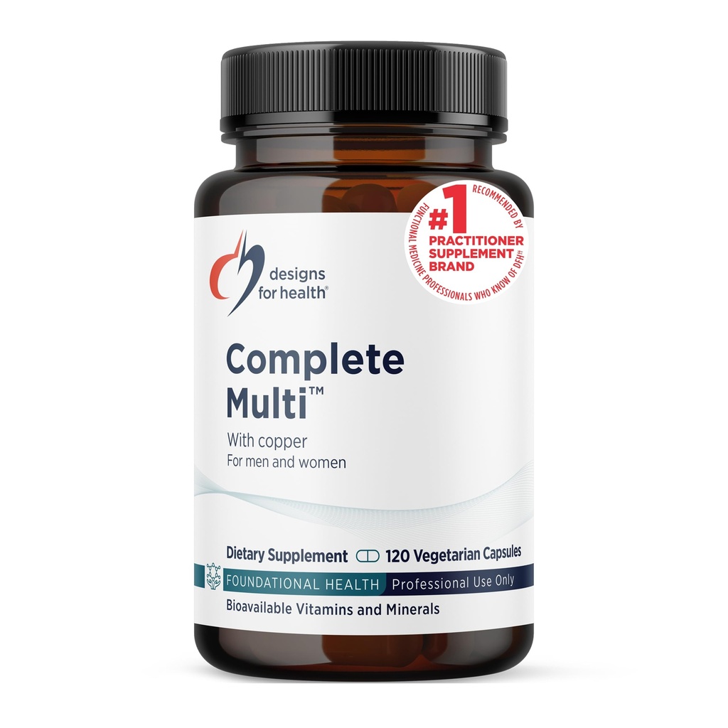 Design untuk Kesehatan DFH Lengkap Multi dengan Koper - Comprehensive Multi Vitamin + Mineral Suplemen dengan Folate, 1000 IU Vitamin D, Imune Dukung Vitamin - Multivitamin dengan No Iron (120 Capsules)