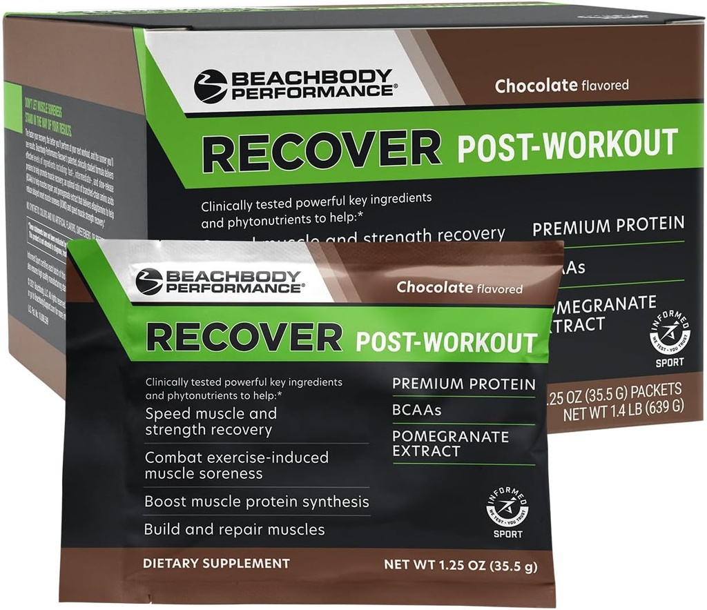 BODi Recover Whey Protein Powder Blender-Postout Chocolate Whiy Suplement for Muscle Recovery with 20g Protein, BCAAs, PCAMEate Extract - Fast Recovery - 18 Serving Packets