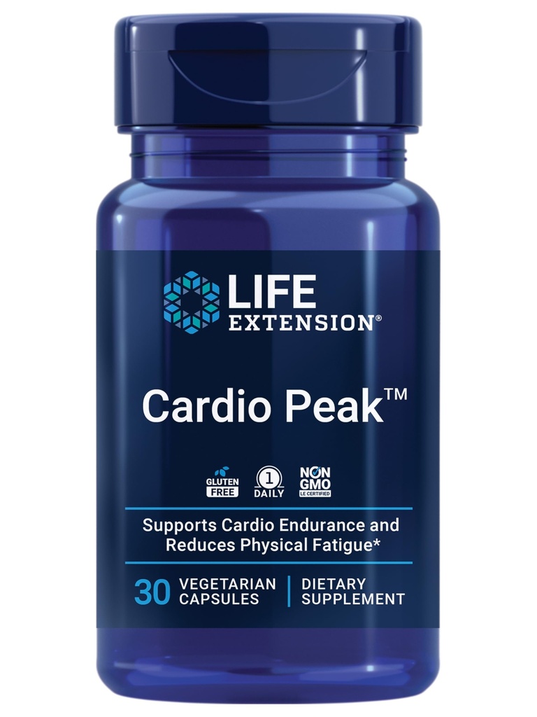 Ekstensi Hidup Cardio Peak, Tambahan Kardiovaskular, Kesehatan Jantung, Arjuna, 1 - Harian, Gluten Bebas, Bukan-GMO, Vegetarian, 30 Kapsul