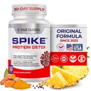 Spike Protein Detox - Spike Dukungan Tambahan Protein - Unflafeted 3-in-1 Blend dengan Nattokinase 4000Fu, Bromelain 500mg, Curcumin 1000mg - Made in AS - 60 Capsules, 30 Day Suppply