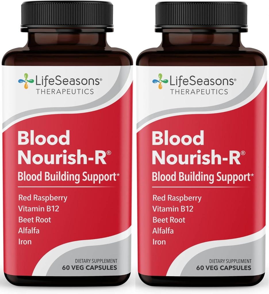 LifeSeasons Blood NAVASH-R - Iron Suplement - Non Constipating - Support Anemia, Fatigue, Paleness & Dizzy - Gedung Darah - Besi, Alfalfa, Raspberry & Vitamin B-12- 60 Capsules (Paket 2)