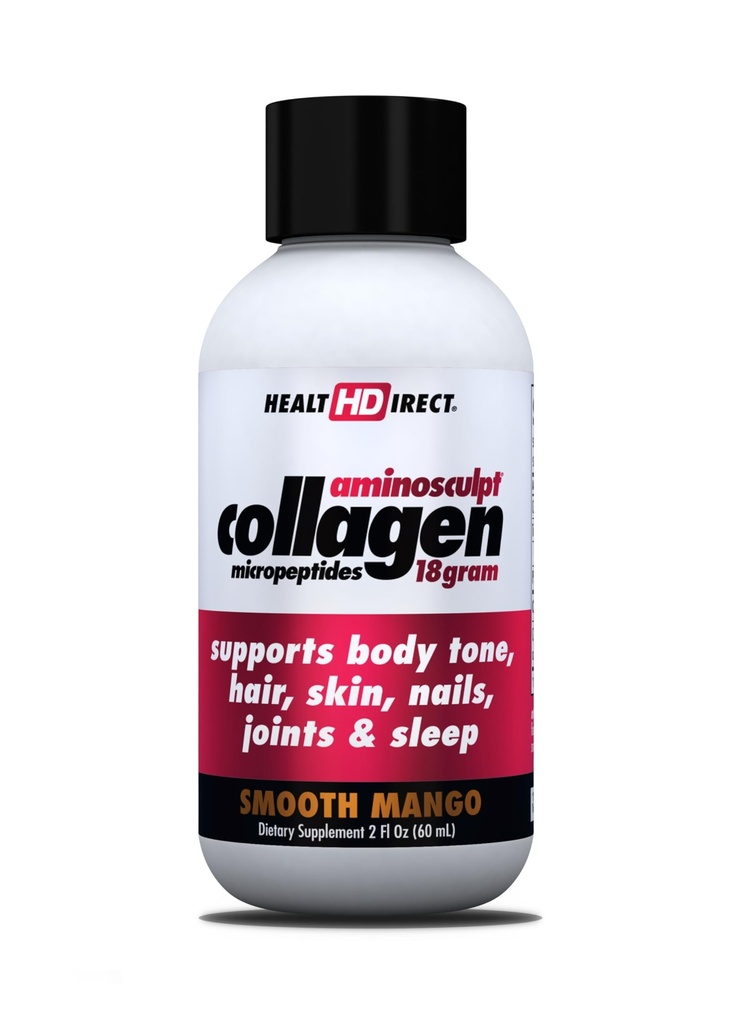 DIRECT HEAR - Medical- Grade Liquid Collagen Shots - AminoSculpt Sugar- Free - Smooth Mango - 12 Servings, (12pk, 2oz Shots) - Good for Joints, Bones, & Sleep - Better Hair, Skin & Nails