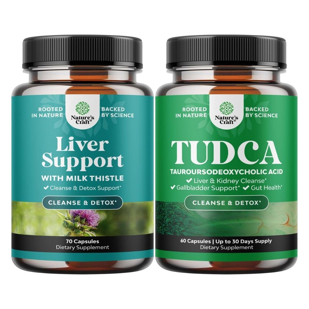 Bundle of Liver Cleanse Detox & Repair Formula dan Advanced TuDCA Liver Suplement Liver Supplement - dengan Milk Thistle Dandelion Root Turmeric dan Artichoke Extra Kekuatan TudCA Bile Salts