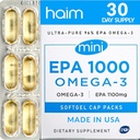 HAIM EPA1000 MINI - Pure EPA Fish Oil Suplement - 1.100mg Omega-3 for Heart, Brain & Joint Health - Potency, Burpless Softgels - Kecil, Easy- To- Swallow Capsules - 60 Softgels - Dibuat di Amerika Serikat