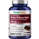 NusaPure White Willow Bark 20: 1 Ekstraksi, 200 mg Equivalen 4000mg, 200 Veggie Capsules, Max Kekuatan, (Non-GMO, Vegan)
