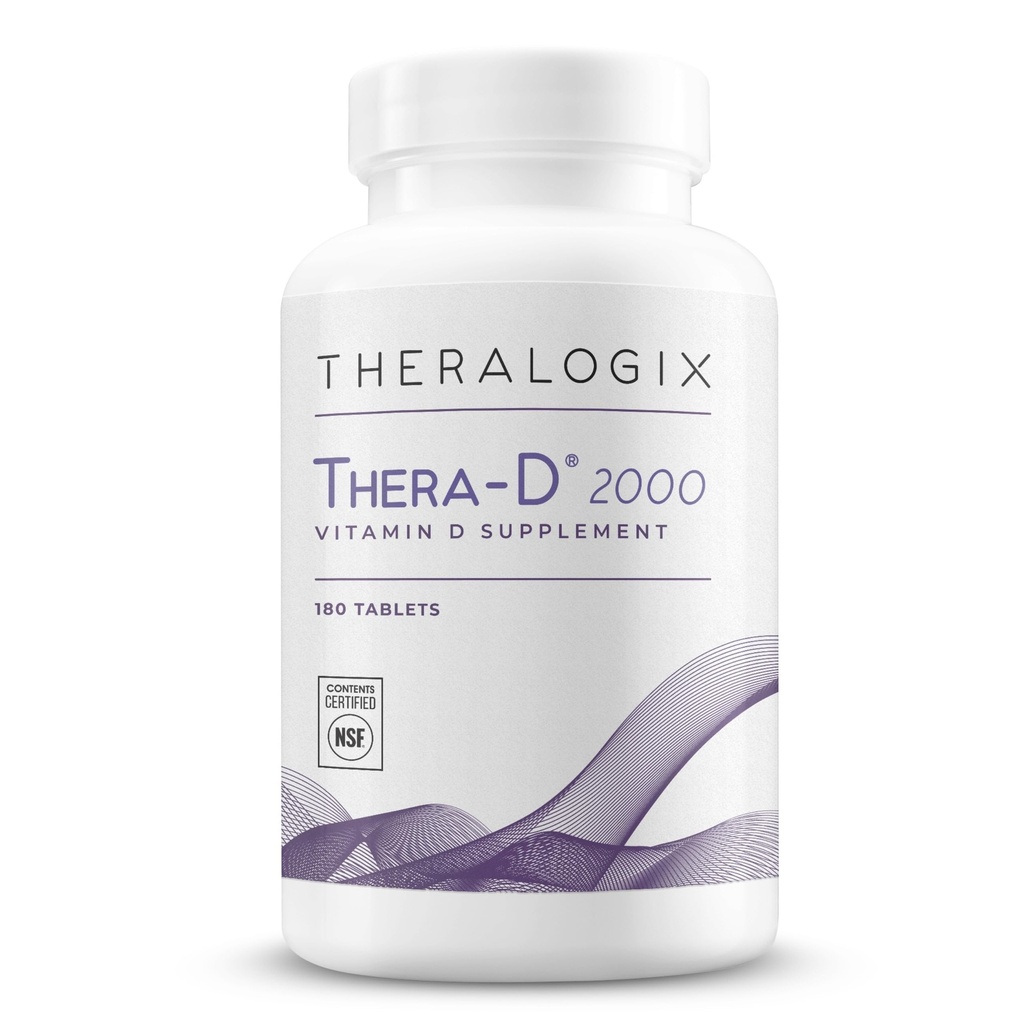 Theralogix Thera- D 2000 Vitamin D Suplement - 2.000 IU (50 mcg) Vitamin D3 Tablet - 180-Day Suppply - Suplemen Dukungan Imune & Men - Aids Bone & Heart Health - NSF Certified -180 tablet