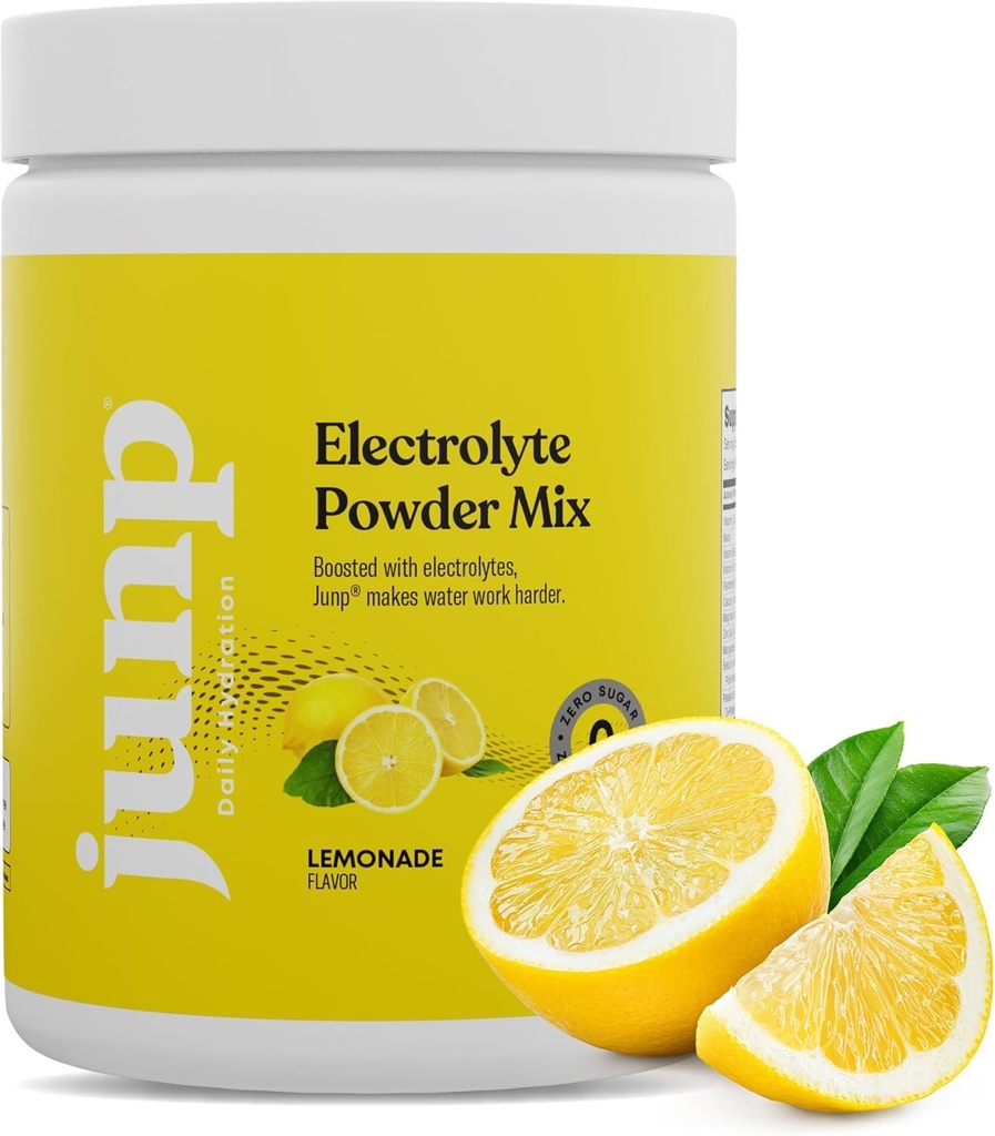 JUNP Electrolytes Powder No Sugar No Carbs - Lemonade Keto Electrolite Drink Mix - Potasium & Salt Hydration Powder Electrolites - Zero Calorie Sugar Free Electrolite Powder, Kosher, 90 Servis