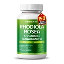 RHODIOLA ROSEA Support - 11 -1 Alami Blend with Chamomile L-Theanine Ashwagandha Holy Basil Passionflower - 150 Count - Made & Test in The USA